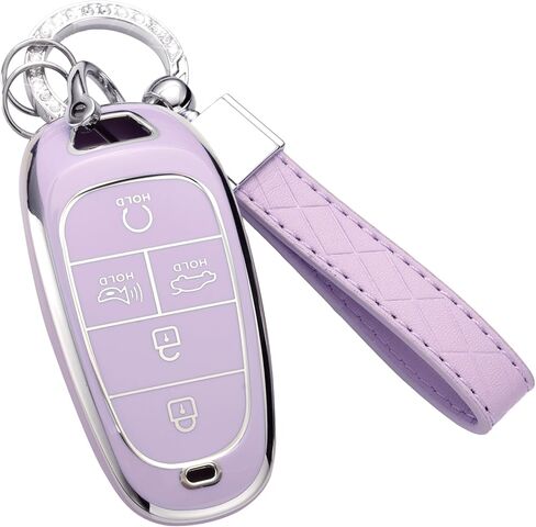 Key Fob Cover Compatible with Sonata Santa Fe Tucson Palisade 2022-2024, 5-Button Smart Shell with Keychain in Kuwait