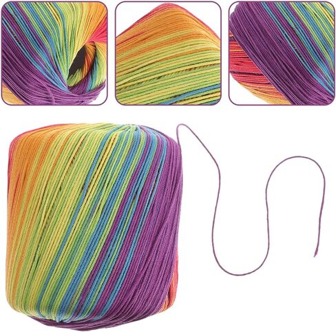 ARTIBETTER 1 Roll 133M Cotton Rope Rainbow Rope Twine Crochet Yarn for DIY Sweater Costume Blanket Craft in Kuwait
