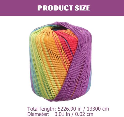 ARTIBETTER 1 Roll 133M Cotton Rope Rainbow Rope Twine Crochet Yarn for DIY Sweater Costume Blanket Craft in Kuwait