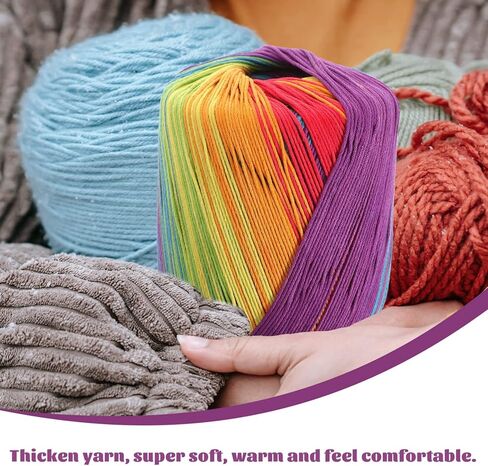 ARTIBETTER 1 Roll 133M Cotton Rope Rainbow Rope Twine Crochet Yarn for DIY Sweater Costume Blanket Craft in Kuwait