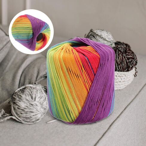 ARTIBETTER 1 Roll 133M Cotton Rope Rainbow Rope Twine Crochet Yarn for DIY Sweater Costume Blanket Craft in Kuwait
