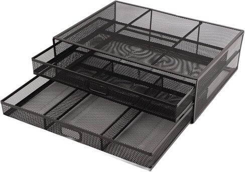 Monitor Stand Riser with Drawer Large Storage Space Anti Slip Rubber Pad Metal Mesh Monitor Riser for Office Household in Saudi Arabia