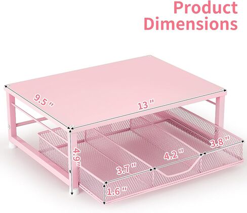 Pink Small Laptop Stand + Printer Stand for Desk (Black) in Saudi Arabia