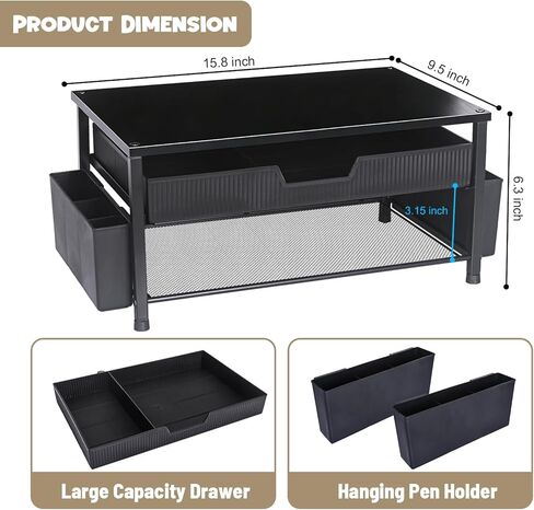 Pink Small Laptop Stand + Printer Stand for Desk (Black) in Saudi Arabia