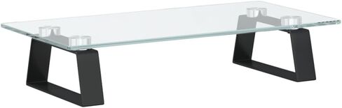 Monitor Stand Riser, Tempered Glass and Metal Computer Desk Organizer, Ergonomic Desktop Shelf for Laptop, Keyboard Storage, 15.7 x 7.9 x 3.1 Inch, Black in Saudi Arabia