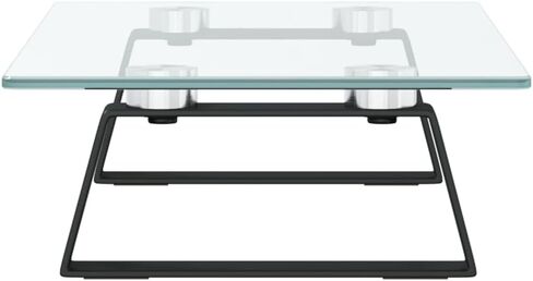 Monitor Stand Riser, Tempered Glass and Metal Computer Desk Organizer, Ergonomic Desktop Shelf for Laptop, Keyboard Storage, 15.7 x 7.9 x 3.1 Inch, Black in Saudi Arabia