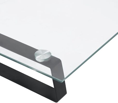 Monitor Stand Riser, Tempered Glass and Metal Computer Desk Organizer, Ergonomic Desktop Shelf for Laptop, Keyboard Storage, 15.7 x 7.9 x 3.1 Inch, Black in Saudi Arabia
