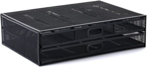Metal Mesh Desk Organisers Monitor Stand with 2 Storage Drawers Organizer Supplies for Notebook Organizer Monitor Stand Computer Organize for Desktop Laptop in Saudi Arabia