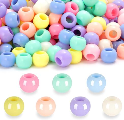 LAIDANLA 300PCS Large Hole Hair Beads 12x10mm Bulk Acrylic Pony Beads for Crafts DIY（Light Mixed Color） in Saudi Arabia