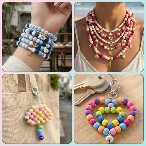 LAIDANLA 300PCS Large Hole Hair Beads 12x10mm Bulk Acrylic Pony Beads for Crafts DIY（Light Mixed Color） in Saudi Arabia