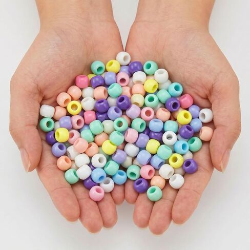 LAIDANLA 300PCS Large Hole Hair Beads 12x10mm Bulk Acrylic Pony Beads for Crafts DIY（Light Mixed Color） in Saudi Arabia