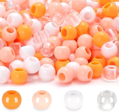 LAIDANLA 300PCS Large Hole Hair Beads 12x10mm Bulk Acrylic Pony Beads for Crafts DIY（Light Mixed Color） in Saudi Arabia