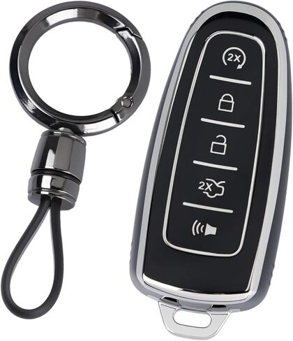 WJS Key Fob Cover, Car Key Case Shell Protector Compatible with 2011-2020 Ford C-Max Explorer Escape Edge Flex Expedition Focus Taurus Maverick Lincoln Navigator MKS MKT MKX (Black) in Saudi Arabia