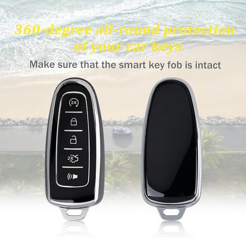 WJS Key Fob Cover, Car Key Case Shell Protector Compatible with 2011-2020 Ford C-Max Explorer Escape Edge Flex Expedition Focus Taurus Maverick Lincoln Navigator MKS MKT MKX (Black) in Saudi Arabia