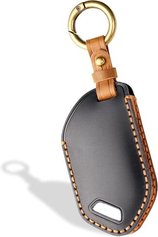 5-Button Leather Key Fob Cover, Compatible with Kia Telluride EV5 2023 2024 2025, No Screw Design Retro Style Smart Key Holder Protector(5 Button, Black) in Kuwait