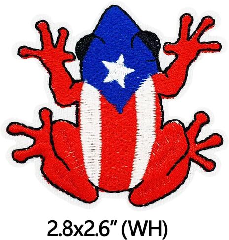 2Pcs Puerto Rican Flag Frog Embroidered Patch | Iron-On Or Sew-On Applique for Clothes, Dresses, Hats, Jeans | DIY Craft Decor for Jackets, Backpacks in Saudi Arabia