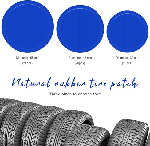 60 PCS Tire Repair Patch, 32mm 42mm 58mm Natural Rubber Round Tyre Puncture Repair Tool, Heavy Duty Tubeless Repairing Cold Patches for Car Truck Motorcycle Bike Wheel in Saudi Arabia