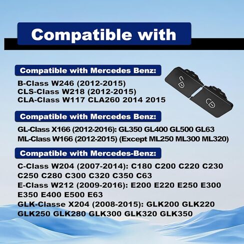 Driver Side Door Lock Switch Button Covers Compatible with Mercedes Benz C-C200 C300 C350 C220 C230 C250 C280, E-Class W212 E300 400 E500, B-Class W246 Door Lock Unlock Control Button (Left Side) in Kuwait