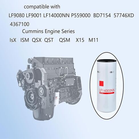 فلتر الزيت/التشحيم يناسب متوافق مع محركات الديزل Cummins ISX ISM QSX QSM QST X15 M11 LF14000NN المتوافقة مع LF9080 LF9001 LF14000NN P559000 BD7154 57746XD 4367100 in Kuwait