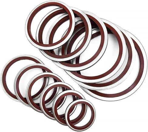 1pcs/10pcs Bonded Washer Metal Rubber Gasket Fit Combined Washer Sealing Ring Kits M5-60 Red(304 FKM,ID10,1Pcs) in Saudi Arabia