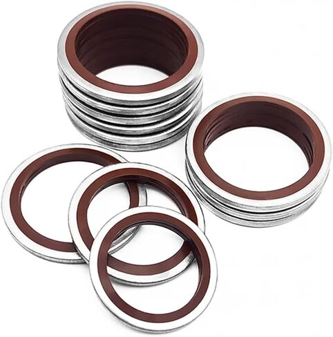 1pcs/10pcs Bonded Washer Metal Rubber Gasket Fit Combined Washer Sealing Ring Kits M5-60 Red(304 FKM,ID10,1Pcs) in Saudi Arabia
