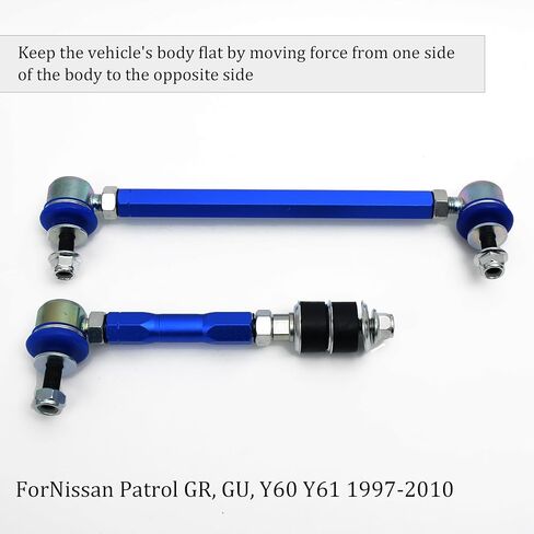 Rear Adjustable Anti-Roll Sway Bar Link Kits Fit for Nissan Patrol Y60 Y61 GR GU 1997-2010,Rear Stabilizer Bar Link Kit | Essential for Patrol Y60 Y61 GR GU Lift Modification in Saudi Arabia