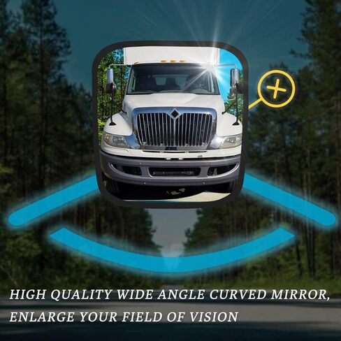 Black Hood Mirror Assembly for International Durastar 4300 Truck Driver Left and Passenger Right Side Pair with Mounting Arm in Saudi Arabia