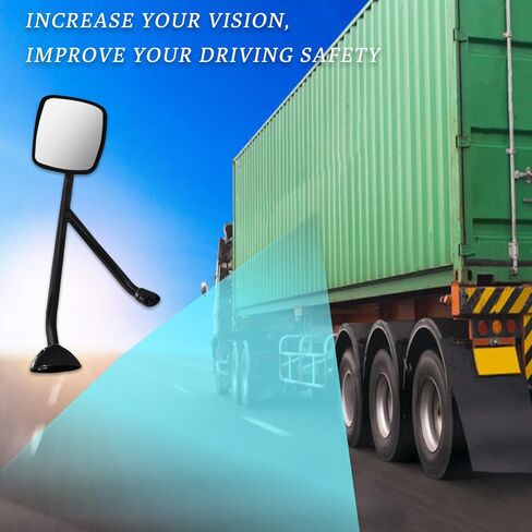 Black Hood Mirror Assembly for International Durastar 4300 Truck Driver Left and Passenger Right Side Pair with Mounting Arm in Saudi Arabia