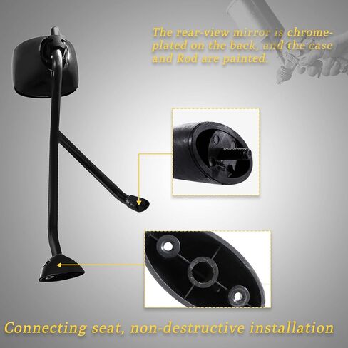 Black Hood Mirror Assembly for International Durastar 4300 Truck Driver Left and Passenger Right Side Pair with Mounting Arm in Saudi Arabia