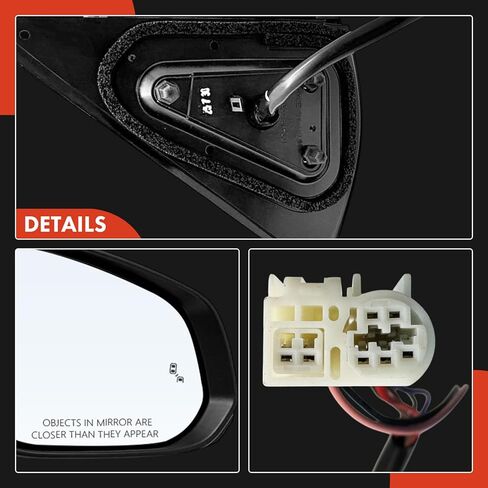 A-Premium Passenger Side Power Door Mirror - Compatible with Toyota Tacoma 2024 2025 - Heated Manual Folding Black Outside Rear View Mirror w/Turn Signal Light Blind Spot Detection in Kuwait
