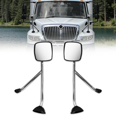 Chrome Hood Mirror Pair for 2002‑2019 International DuraStar Trucks Left Driver & Right Passenger Side Complete Mirror Assembly Set in Saudi Arabia