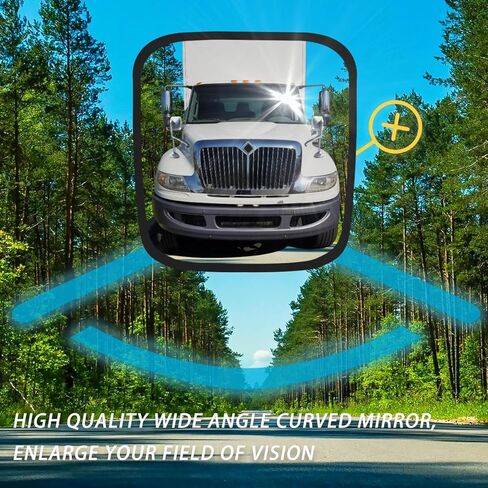 Black Hood Mirror Assembly for International Durastar 4300 Truck Driver Left and Passenger Right Side Pair with Mounting Arm in Kuwait