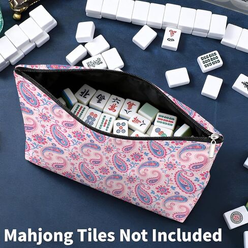MAYJOYDIY الوردي بيزلي زهرة جونغ البلاط حقيبة 13x7.9 بوصة الأزهار حقيبة فارغة ل 1.2 "حجم قياسي الأمريكية جونغ البلاط زهرة ورقة انغلق حقيبة سفر محمولة لعشاق ما جونغ in Kuwait