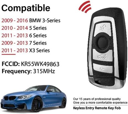 مفتاح السيارة فوب التحكم عن بعد دخول بدون مفتاح KR55WK49863 315MHz 4 زر استبدال ل2009 2010 2011 2012 2013 2014 2015 2016 BMW 3 5 6 7 X3 سلسلة in Kuwait