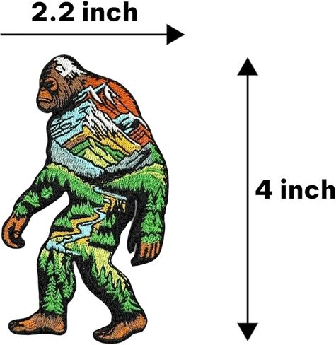 4" Embroidered Bigfoot Iron On Patch | Decorative Nature Mountains Landscape Hiking Bigfoot Sasquatch Applique Iron On/Sew On Patches for Clothing, Hats, Backpacks, Clothes, Jackets, Girls in Kuwait
