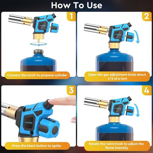 Propane Torch Head, Trigger Start Gas Torch, 5" Mapp Map Gas Torch Fuel by Propane MAPP Gas Cylinder for Brazing, Welding(Fuel Cylinder not included) in Kuwait