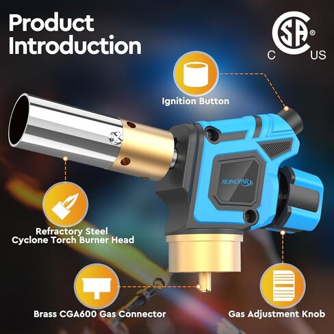 Propane Torch Head, Trigger Start Gas Torch, 5" Mapp Map Gas Torch Fuel by Propane MAPP Gas Cylinder for Brazing, Welding(Fuel Cylinder not included) in Kuwait
