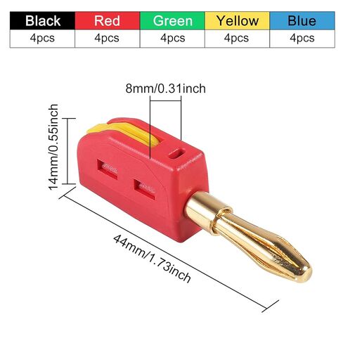 20pcs 4mm Banana Plug High Current Quick Connect 32A Gold-Plated Banana Connector for Speaker Wire, Wall Plate, Home Theater, Audio/Video Receiver and Sound Systems(10PCS Red +10PCS Black) in Saudi Arabia