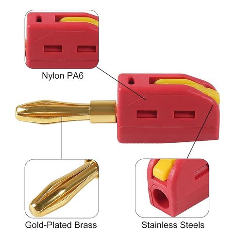 20pcs 4mm Banana Plug High Current Quick Connect 32A Gold-Plated Banana Connector for Speaker Wire, Wall Plate, Home Theater, Audio/Video Receiver and Sound Systems(10PCS Red +10PCS Black) in Saudi Arabia