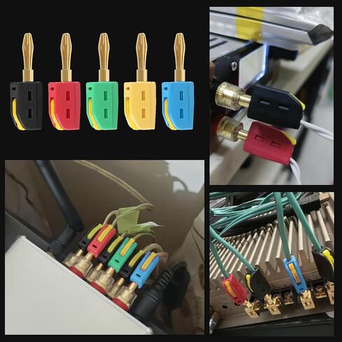 20pcs 4mm Banana Plug High Current Quick Connect 32A Gold-Plated Banana Connector for Speaker Wire, Wall Plate, Home Theater, Audio/Video Receiver and Sound Systems(10PCS Red +10PCS Black) in Saudi Arabia