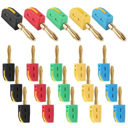 20pcs 4mm Banana Plug High Current Quick Connect 32A Gold-Plated Banana Connector for Speaker Wire, Wall Plate, Home Theater, Audio/Video Receiver and Sound Systems(10PCS Red +10PCS Black) in Saudi Arabia