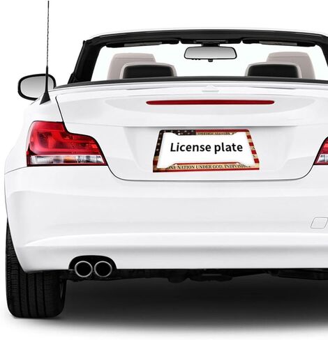 Patriotic American Flag License Plate Frame Pledge of Allegiance License Plate Covers 2 Pack Aluminum Novelty Auto Car Tag Holder with 4 Holes 12.3 x 6.3 Inch Equipped with Screws for Women/Men Frames in Kuwait