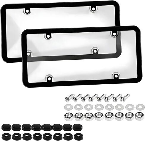 2PCS Car License Plate Protector, Rust-Proof Front Rear Vehicle Tag Plate Cover with Mounting Screws, Automotive Exterior Tags Protective Holder Frame, Universal for SUV RV Truck in Saudi Arabia