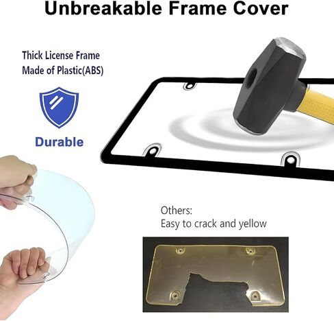 2PCS Car License Plate Protector, Rust-Proof Front Rear Vehicle Tag Plate Cover with Mounting Screws, Automotive Exterior Tags Protective Holder Frame, Universal for SUV RV Truck in Saudi Arabia