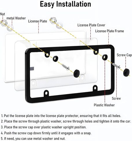 2PCS Car License Plate Protector, Rust-Proof Front Rear Vehicle Tag Plate Cover with Mounting Screws, Automotive Exterior Tags Protective Holder Frame, Universal for SUV RV Truck in Saudi Arabia