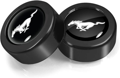 iPick Image for Ford Mustang in Black on Black Two ABS Plastic License Plate Frame Screw Cover Set - Official Licensed in Kuwait