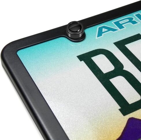 iPick Image for Ford Mustang in Black on Black Two ABS Plastic License Plate Frame Screw Cover Set - Official Licensed in Kuwait