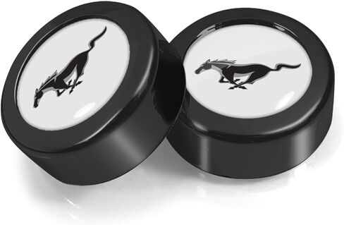 iPick Image for Ford Mustang in Black on Black Two ABS Plastic License Plate Frame Screw Cover Set - Official Licensed in Kuwait