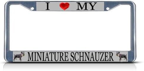 Love Miniature Schnauzer Dog License Plate Frame Tag Holder Cover in Kuwait