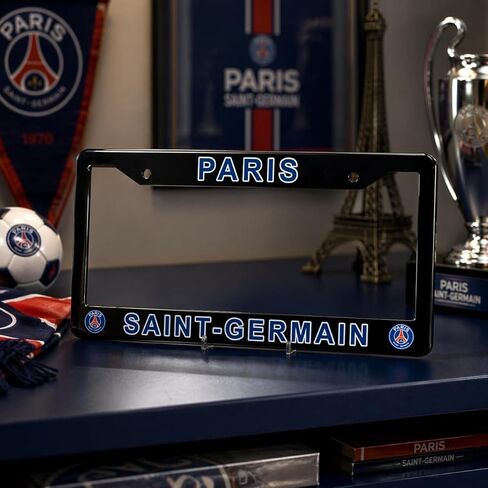 License Plate Frame Cover for Paris Saint-Germain Fans – Black – 12.25" x 6.25" - Ideal Gift for Sports Fans & Supporters – Slim Design in Saudi Arabia